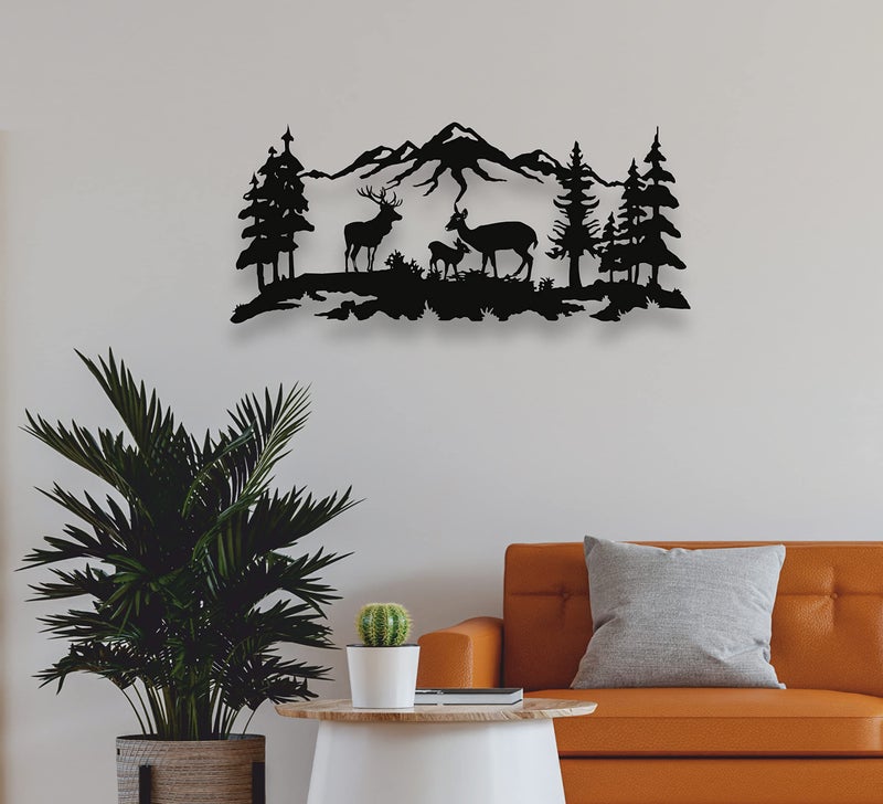 DEKADRON Metal Wall Art, Deer Family Wall Decor, 30" W x 13" H / 75x33 cm - Image 2